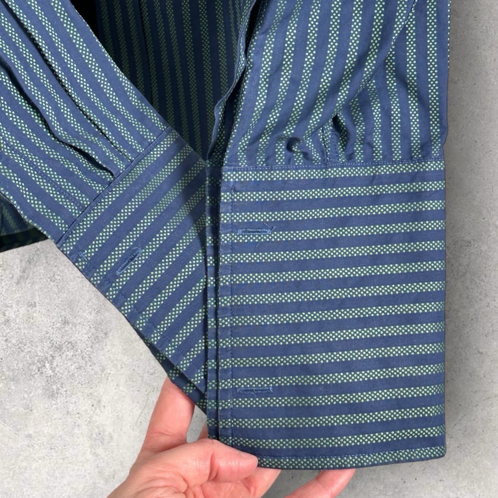 Ted Baker Blue Striped Collared Long Sleeve Cotton Dress Shirt Size 16 Mens Top - Picture 5 of 10